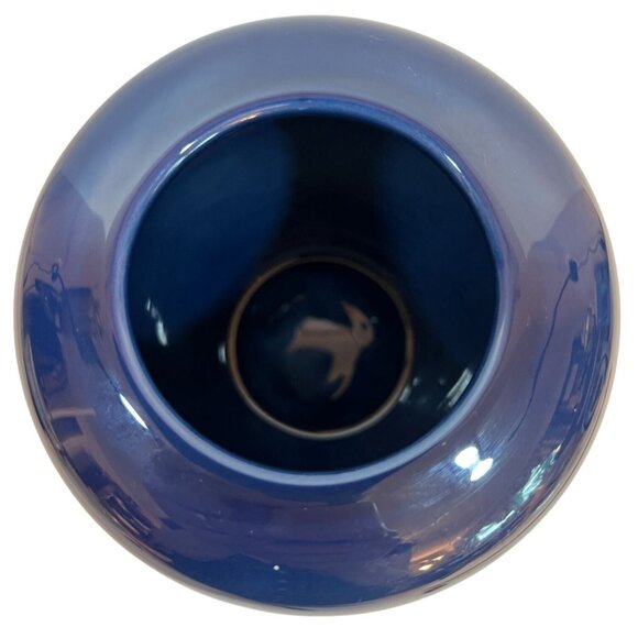 San Bernardo Portugal cobalt Blue Ceramic Bud Vase 5" Tall 4" Diameter minimalis - Picture 2 of 6